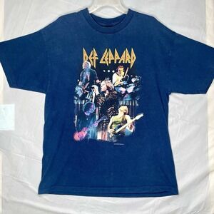 Vintage Y2K 2000 DEF‎ LEPPARD Euphoria Tour T-Shirt  Navy  'Giant' Tag Size XL